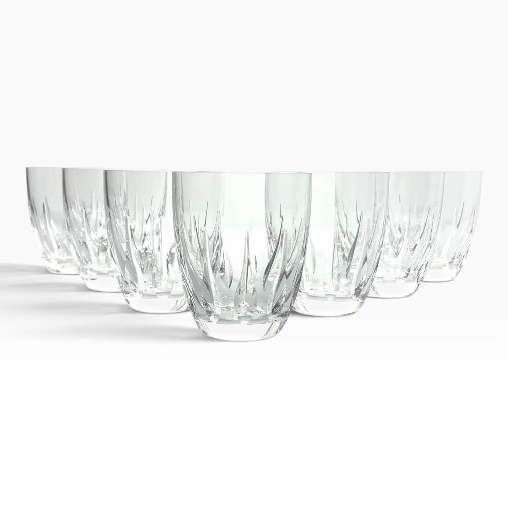 1960s Vintage 7 Crystal Cocktail Old Fashioned Tumbler Glasses 4β 14oz Flame Cut